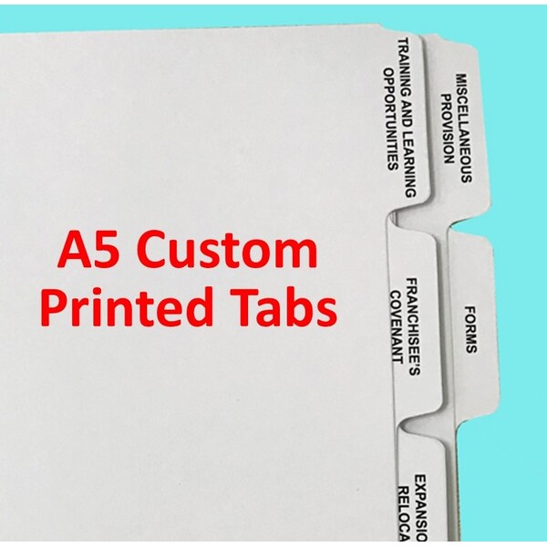 A5 Custom Tabs Printed