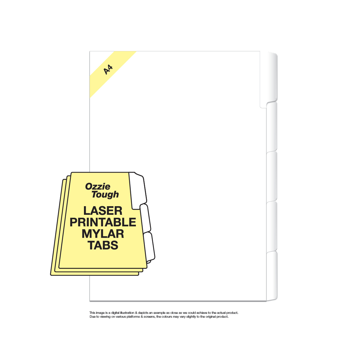 Ozzie Tough A4  Printable Mylar Tabs 200gsm
